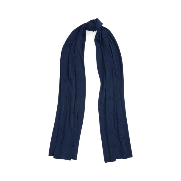 Pointelle-Knit Logo Wrap Scarf