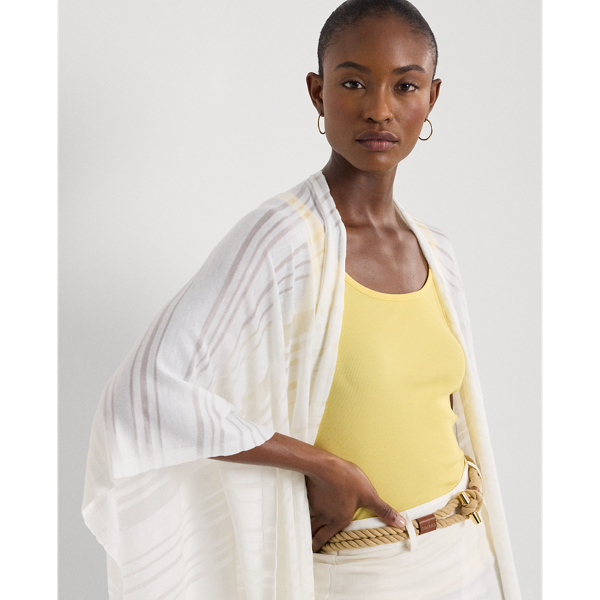 Cream Striped Ruana Lauren 6