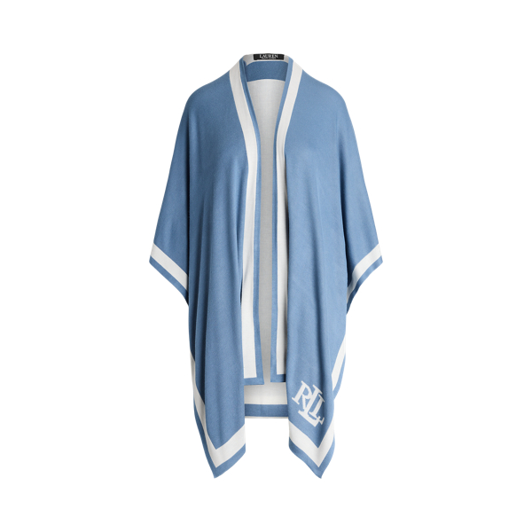 Two-Tone Intarsia-Knit Ruana Lauren 1