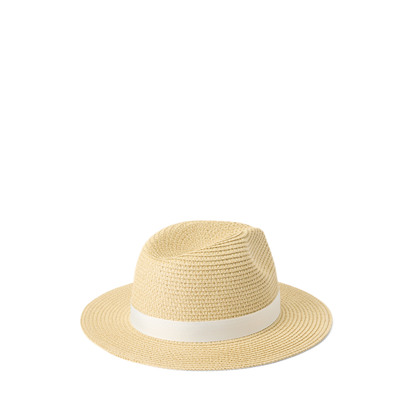 Natural/White Packable Straw Fedora Lauren 2