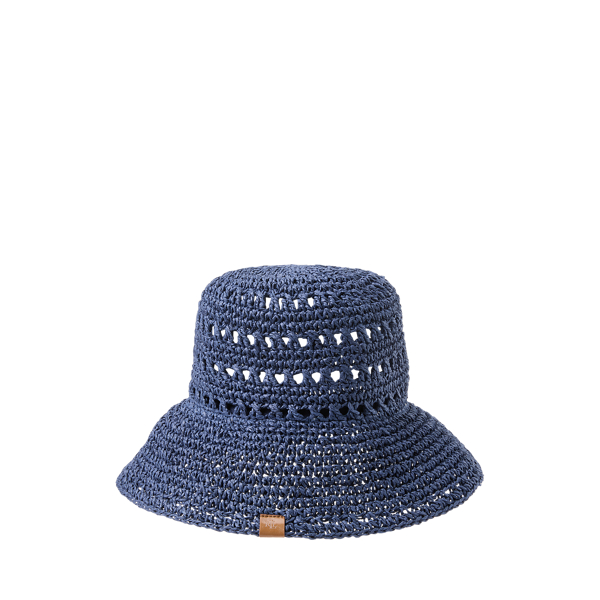 Crocheted Straw Bucket Hat for Women Ralph Lauren BE