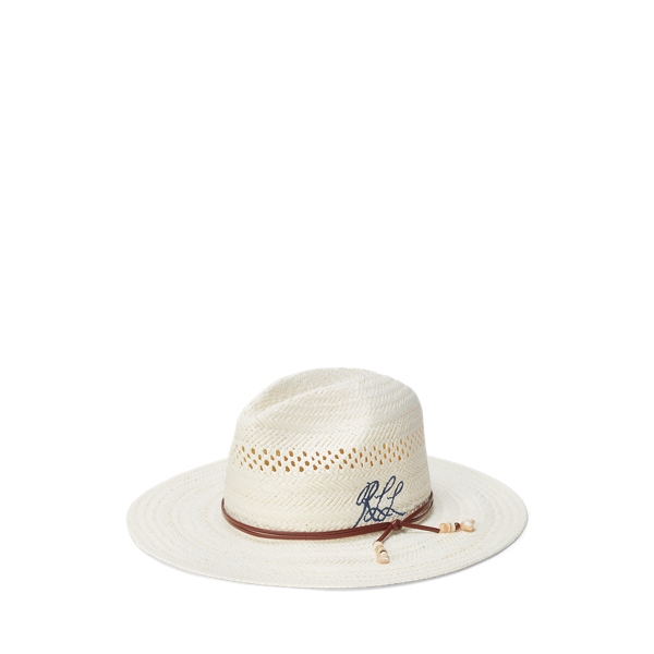 Bone Open-Worked Straw Fedora Lauren 1