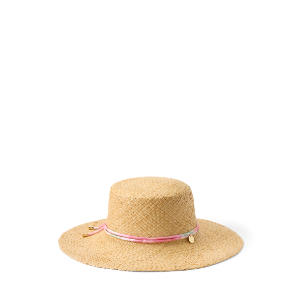 Logo-Charm Straw Sun Hat Lauren 1