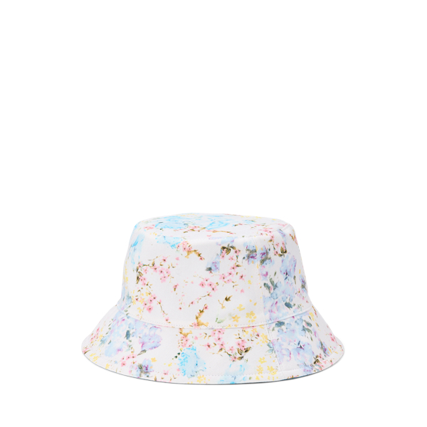 Cream Multi Floral Reversible Cotton Bucket Hat Lauren 2