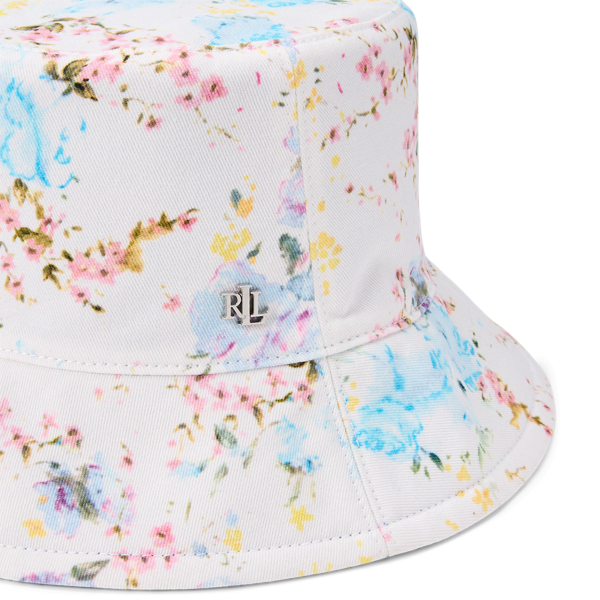 Cream Multi Floral Reversible Cotton Bucket Hat Lauren 4