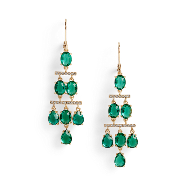 Gold-Tone Stone Chandelier Earrings