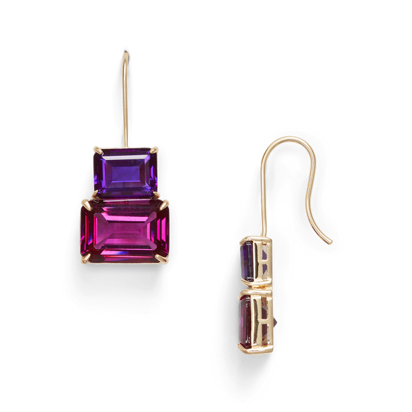 Goldfarbene Ohrh&auml;nger mit Stein Lauren in Gold/Purple 2