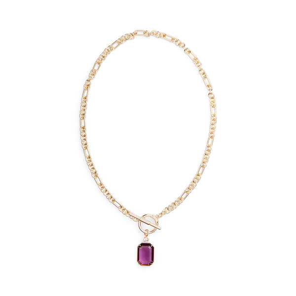 Gold-Tone Stone Pendant Necklace