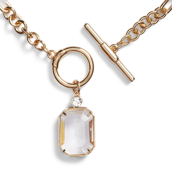 Collier &agrave; pendentif dor&eacute; avec pierres Lauren en Or/Cristal 2