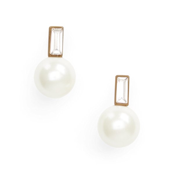 Gold-Tone Crystal &amp; Faux-Pearl Studs