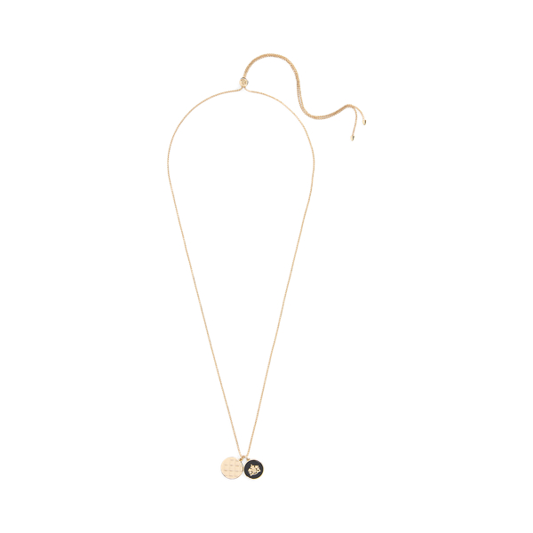 Gold-Tone Plaid &amp; Crest Pendant Necklace