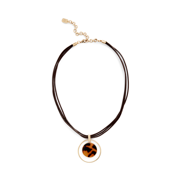 Collier en cuir pendentif motif &eacute;caille