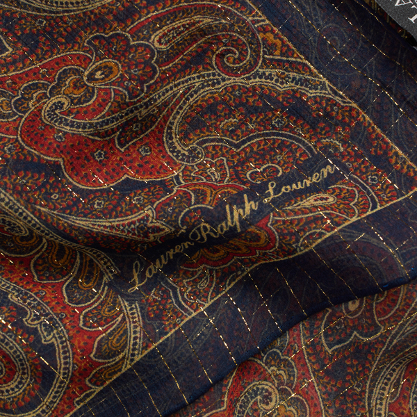 Navy Paisley Silk Twill Square Scarf Lauren 3