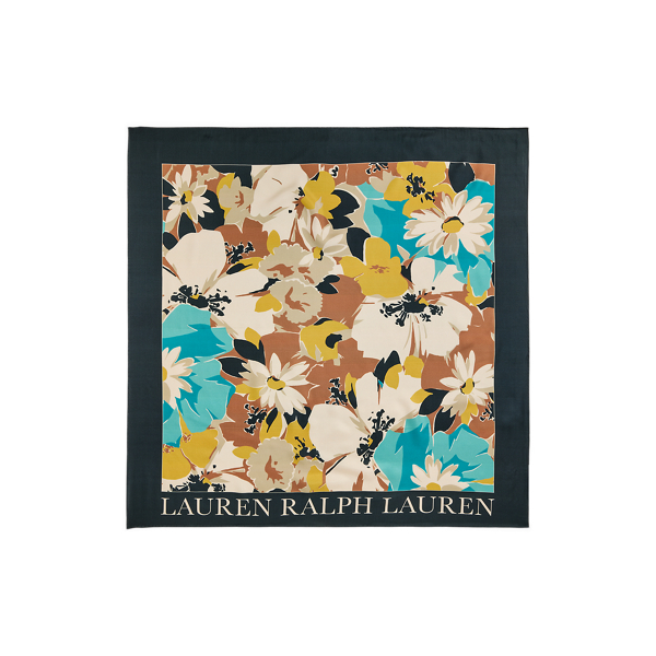 Turquoise Floral Silk Twill Square Scarf Lauren 2