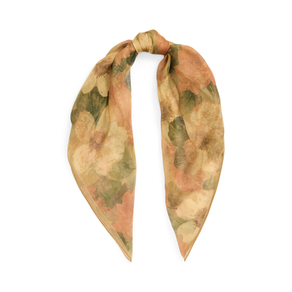 Sand Floral Square Scarf Lauren 1