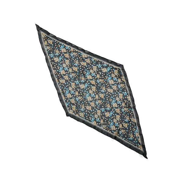 Black Floral Silk Chiffon Diamond Scarf Lauren 2