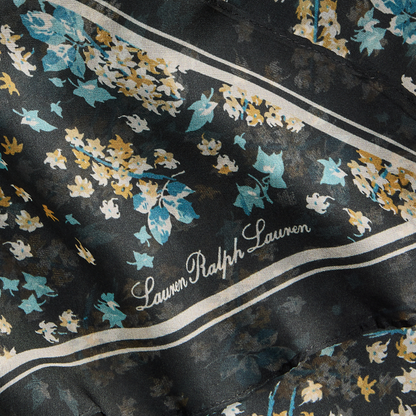 Black Floral Silk Chiffon Diamond Scarf Lauren 3