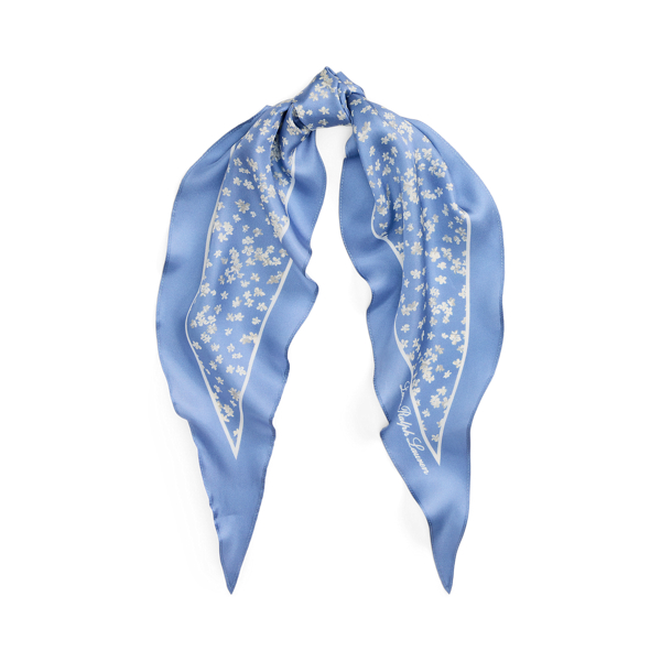 Ralph Lauren Collection Scarf Wrap shawl rectangle Blue Floral online 100% Cotton