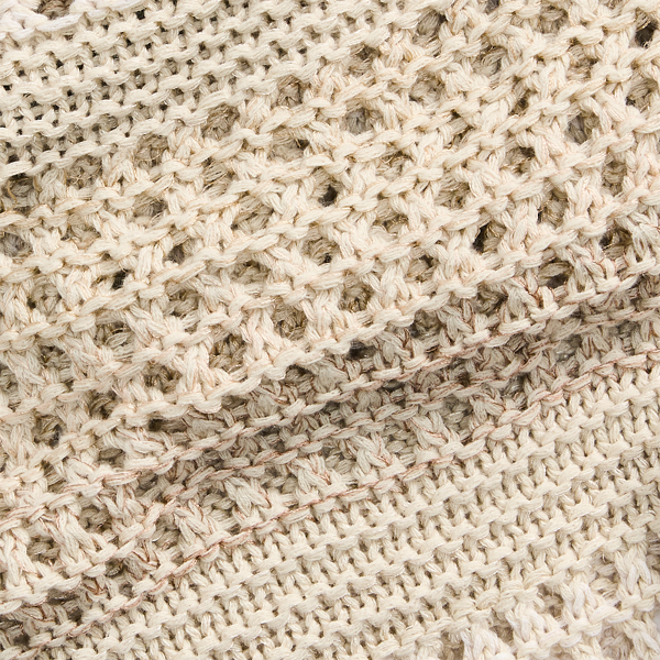 Tan Multi Tassel Trim Pointelle-Knit Shawl Lauren 7