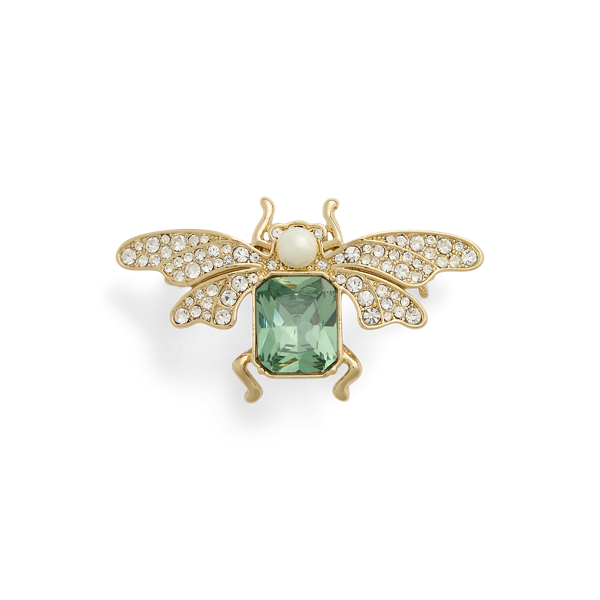 Pave Stone &amp; Faux-Pearl Beetle Pin