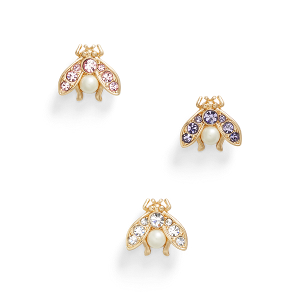 Stone &amp; Faux-Pearl Beetle Pin Set