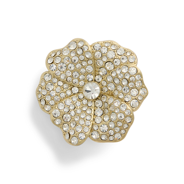 Gold-Tone Pave Flower Pin