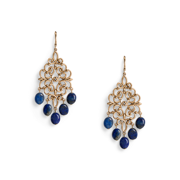 Gold-Tone Stone Chandelier Earrings