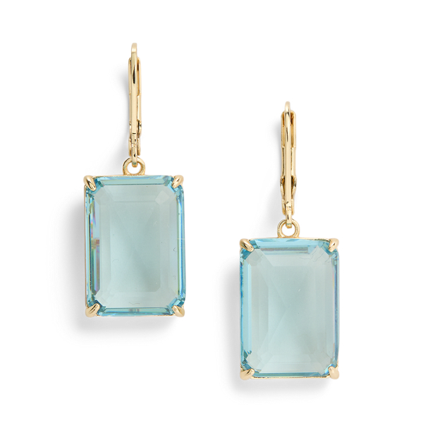 Gold-Tone Stone Huggie Drop Earrings