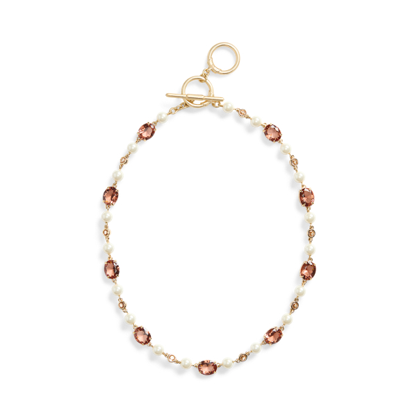 Gold-Tone Faux-Pearl &amp; Stone Necklace