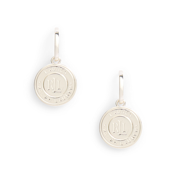 Silver-Tone Logo Drop Huggie Earrings