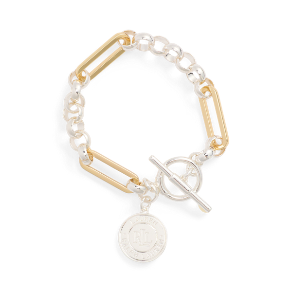 Two-Tone Logo Charm Flex Bracelet