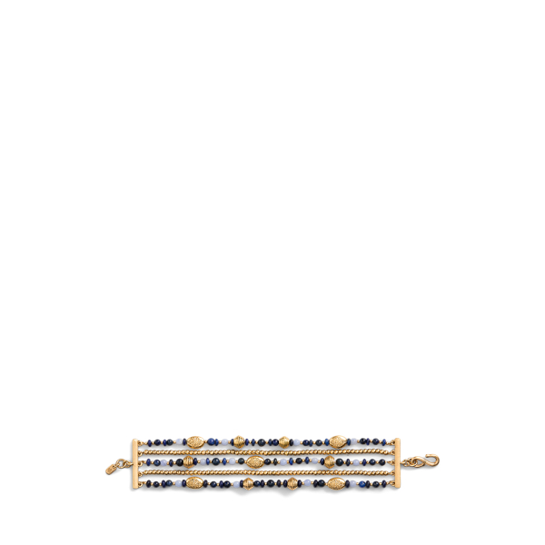 White Gold/Blue Gold-Tone Beaded Flex Bracelet Lauren 2