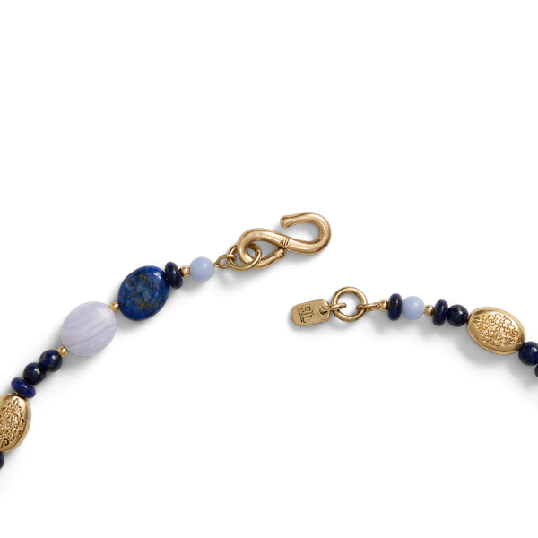 White Gold/Blue Gold-Tone Beaded Collar Necklace Lauren 2