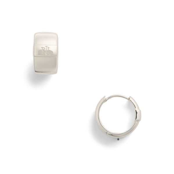 Silver Sterling Silver Logo Hoop Earrings Lauren 2