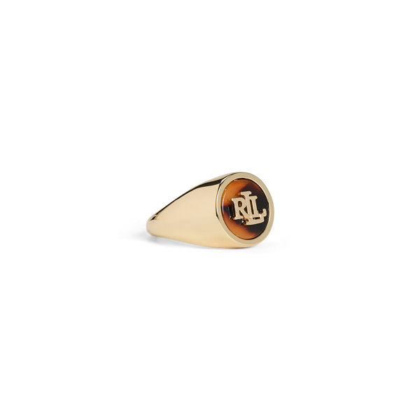 Gold/Tort Gold-Plated Tortoiseshell Signet Ring Lauren 2