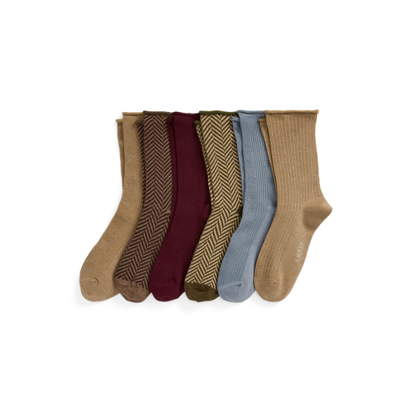 Assorted Patterned Stretch Roll-Top Sock 6-Pack Lauren 1