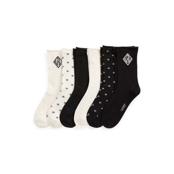 Geo-Print & Logo Roll-Top Sock 6-Pack