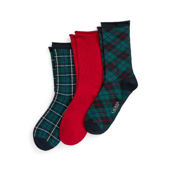 Plaid & Rib-Knit Roll-Top Sock 6-Pack