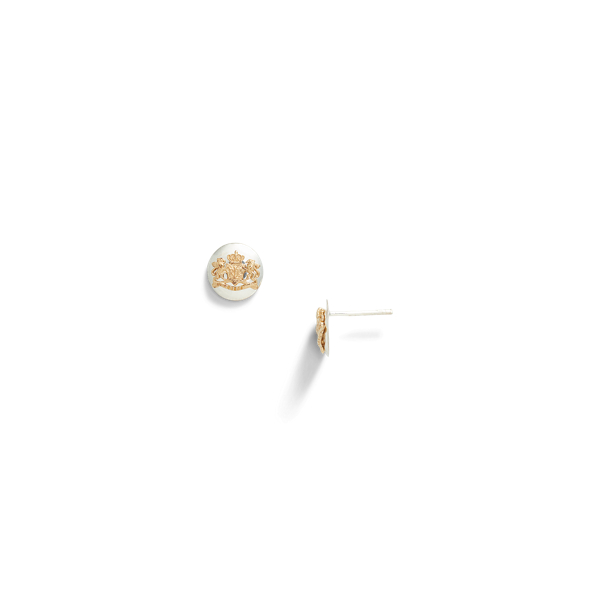 Two-Tone Sterling Silver Crest Studs