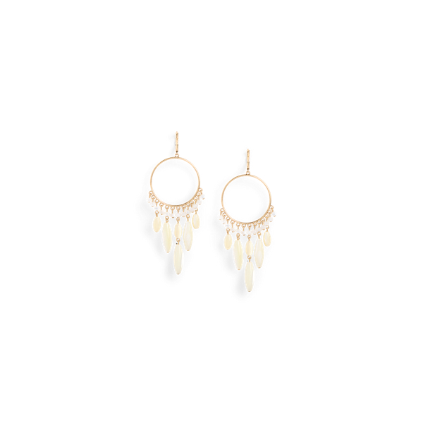 Mother-of-Pearl Hoop Drop Earrings