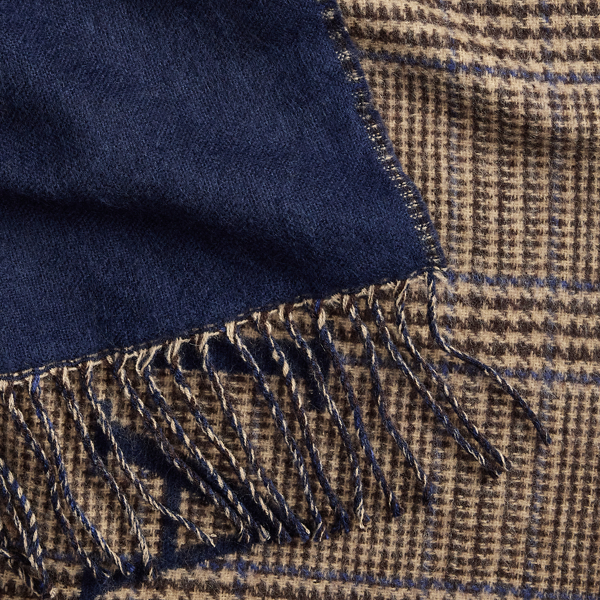 Omkeerbare jacquard sjaal met logo Lauren in Navy 4