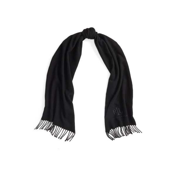 Écharpe en laine et cachemire à chevrons Lauren en Black 1