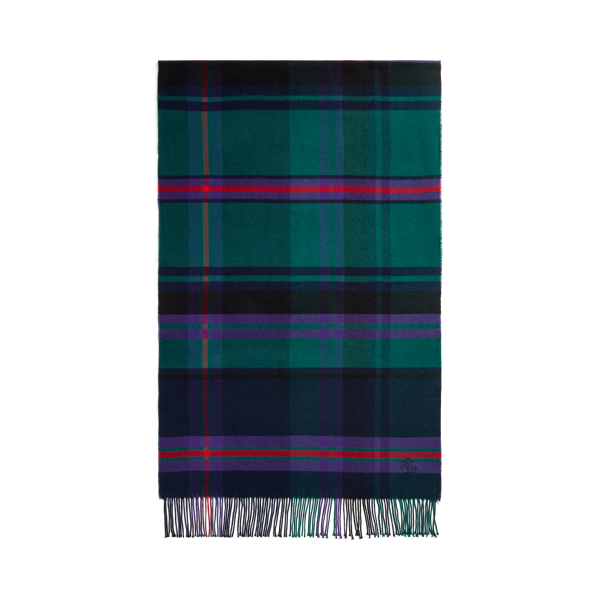 Deco Tartan Plaid Fringe-Trim Scarf Lauren 2