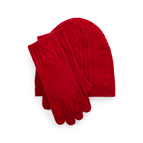 Set beanie en handschoenen kabelbreisel