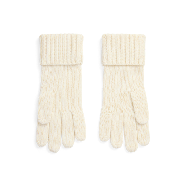 Cream Wool-Blend Gloves Lauren 2