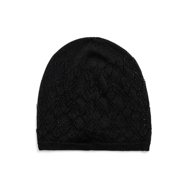 Black Pointelle-Knit Beanie Lauren 2