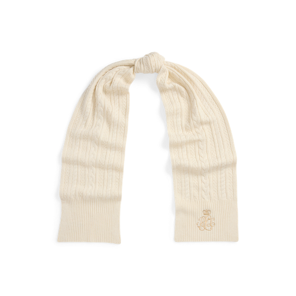 Rhinestone-Embellished Cable-Knit Scarf Lauren 1