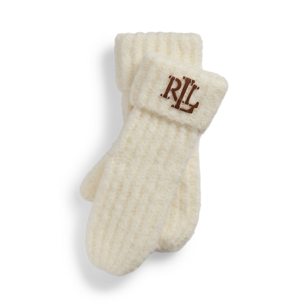 Leather-Trim Rib-Knit Wool-Blend Mittens