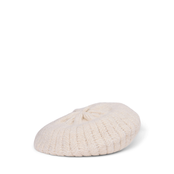 Cream Cable-Knit Beret Lauren 2
