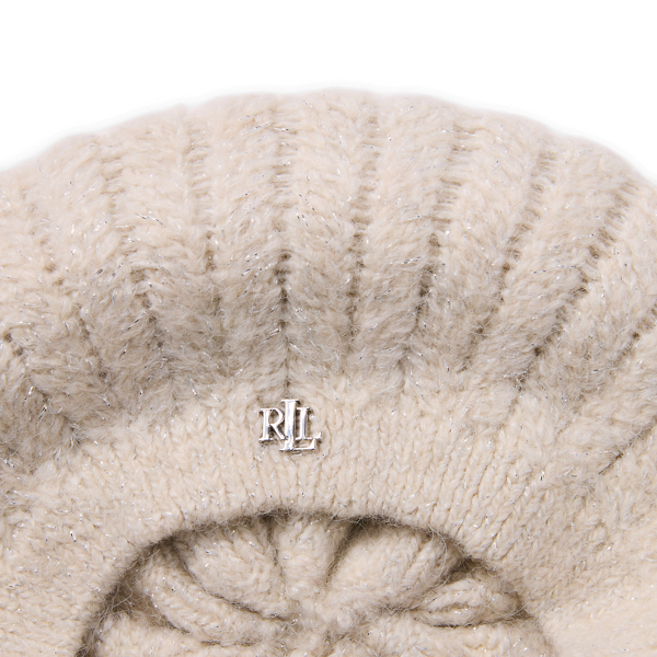 Cream Cable-Knit Beret Lauren 3